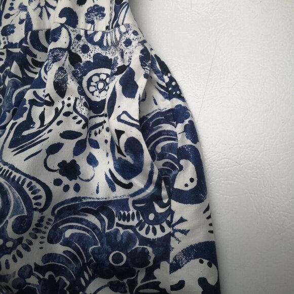 Lauren Ralph Lauren Ladies Size 14 Petite Blue & White Pattern Flared Skirt - Picture 6 of 9